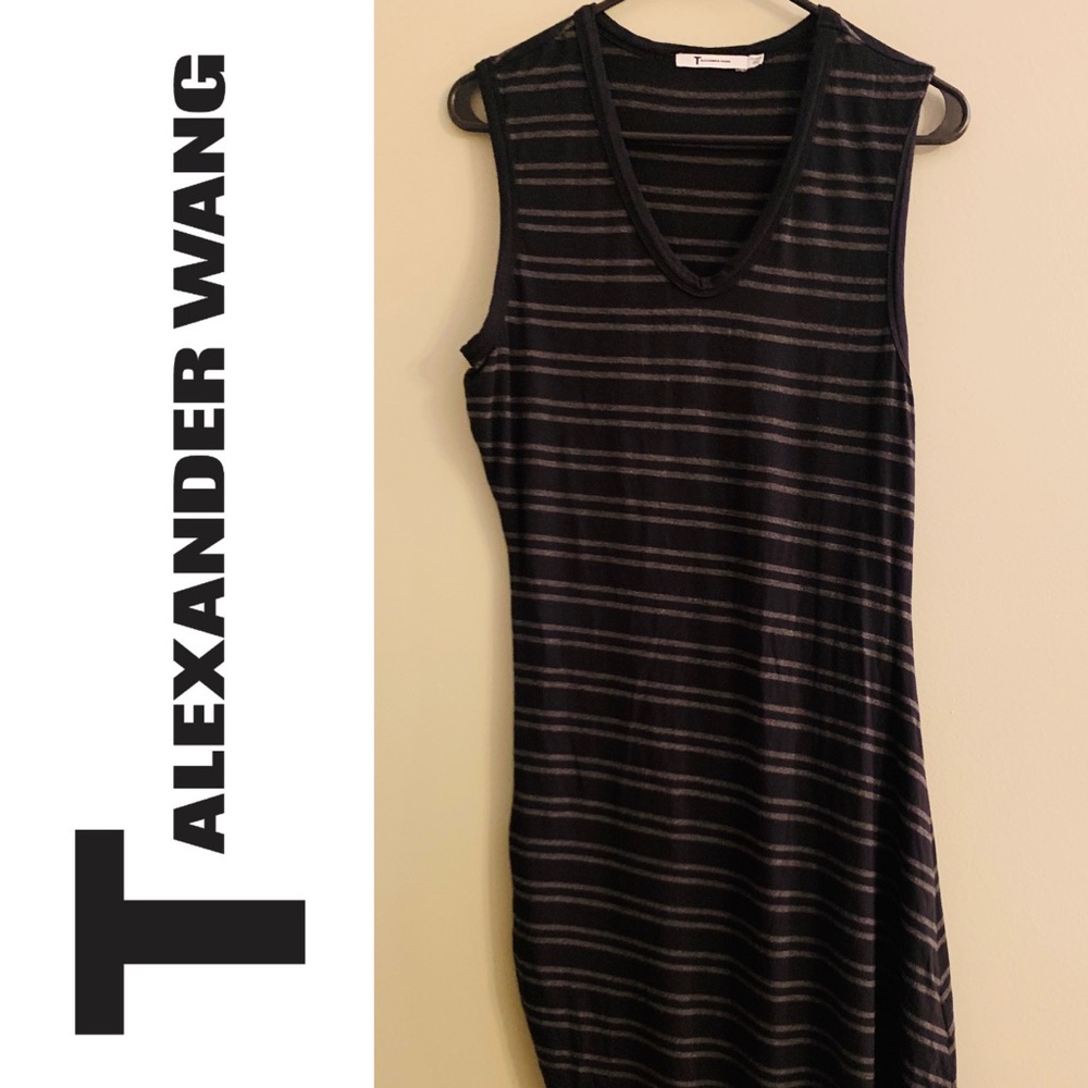 T. Alexander Wang assymetrical striped tank dress
